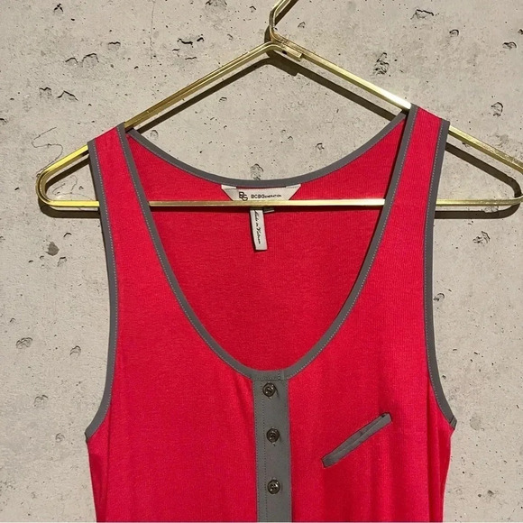 BCBGeneration Tank Top Size XS Cerise Pink With Grey Trim And Accents - Picture 3 of 10